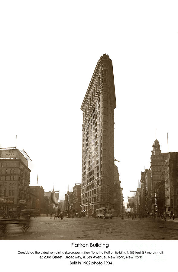 Broadway Photograph - Flatiron Building New York City circa 1904 by Monterey County Historical Society