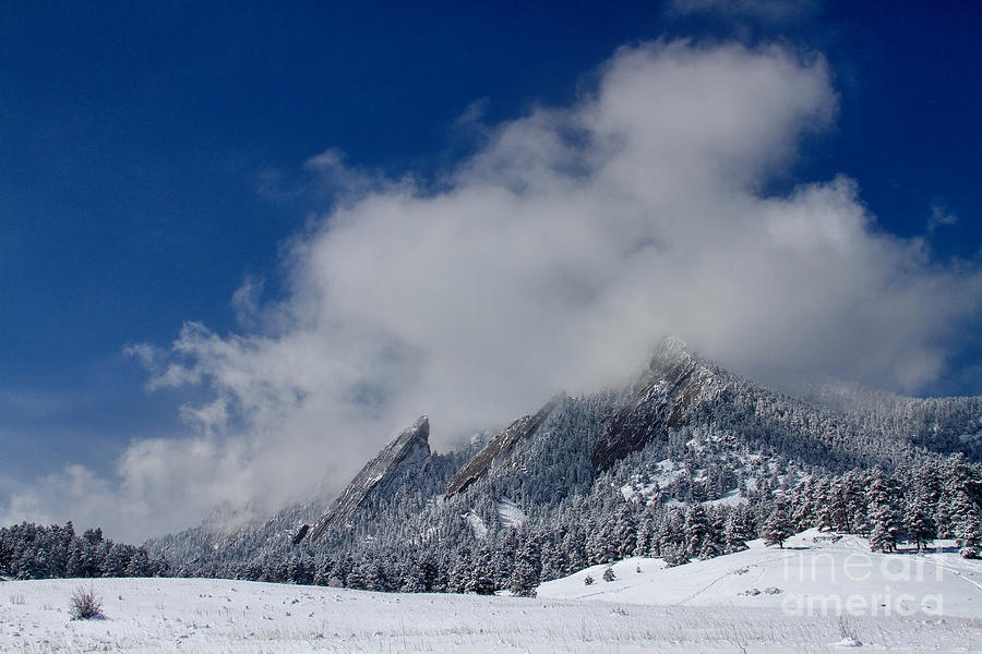 Flatirons In The Clouds Boulder Colorado Photograph by James BO Insogna
