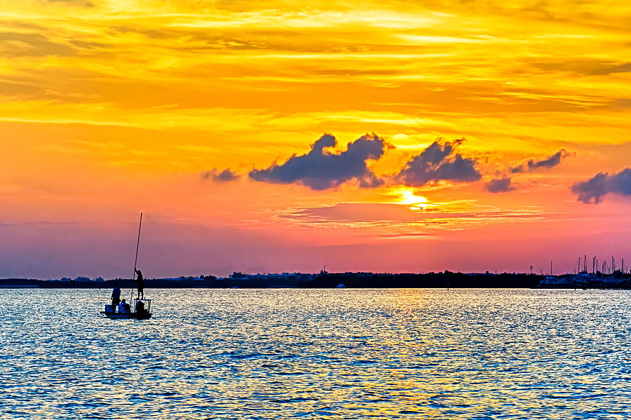 Boat Photograph - Flats Boat Sunset by Vaughn Garner