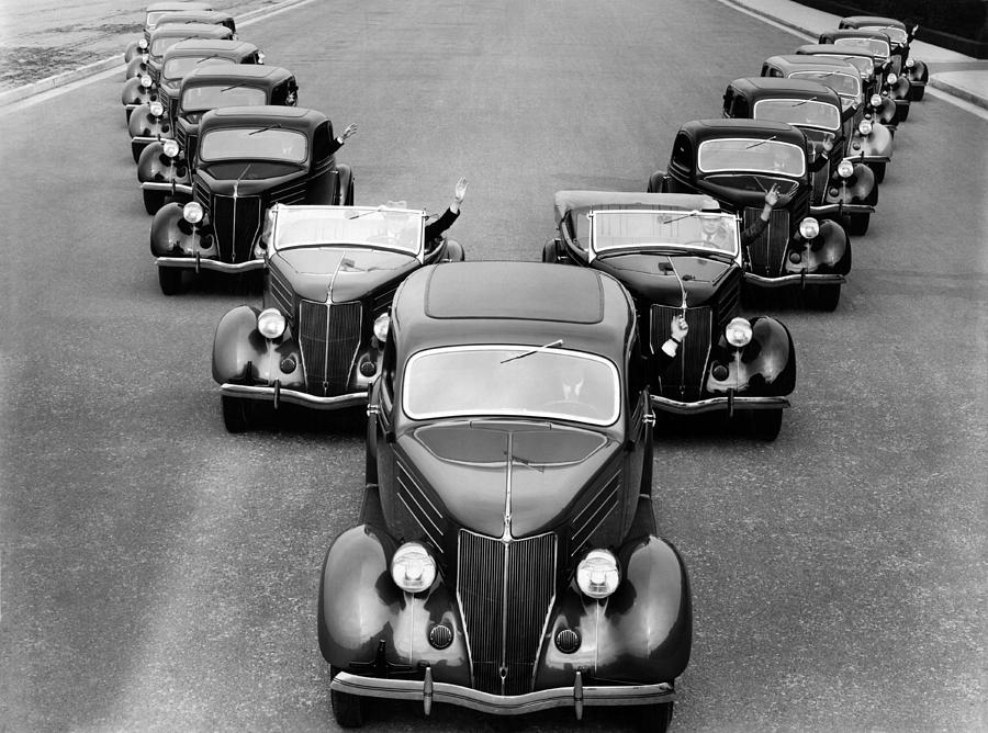 Fleet Of Cadillacs Photograph by Underwood Archives