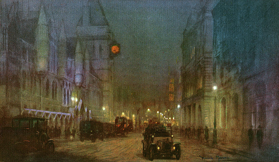 Fantasy Drawing - Fleet Street At Night, 1926 by Mary Evans Picture Library Fantasy Drawing - Fleet Street At Night, 1926 by Mary Evans Picture Library