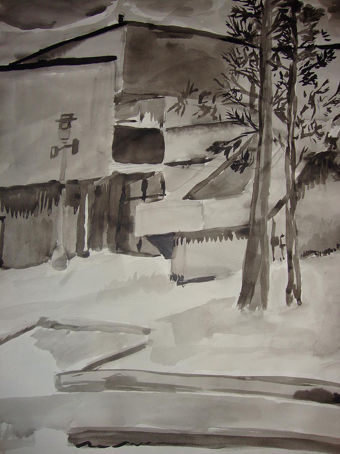 Black And White Drawing - Fletcher Hall by Charlene Leger
