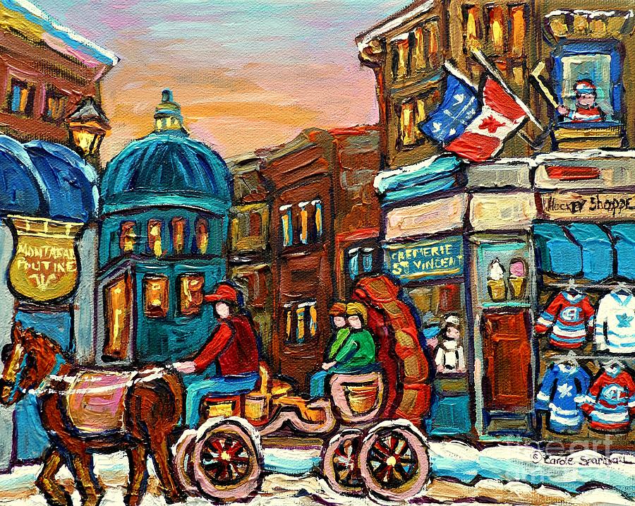 Fleur De Lys Hockey Sweaters Montreal Paintings Cremerie Old Port Bonsecours Market Carole Spandau Painting by Carole Spandau