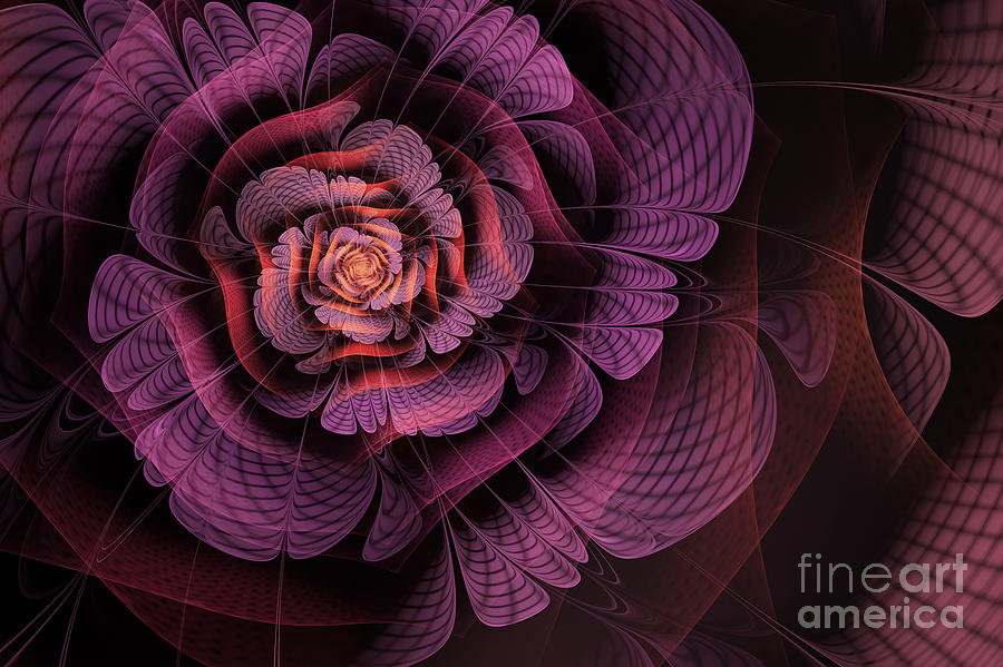 Abstract Digital Art - Fleur pourpre by John Edwards