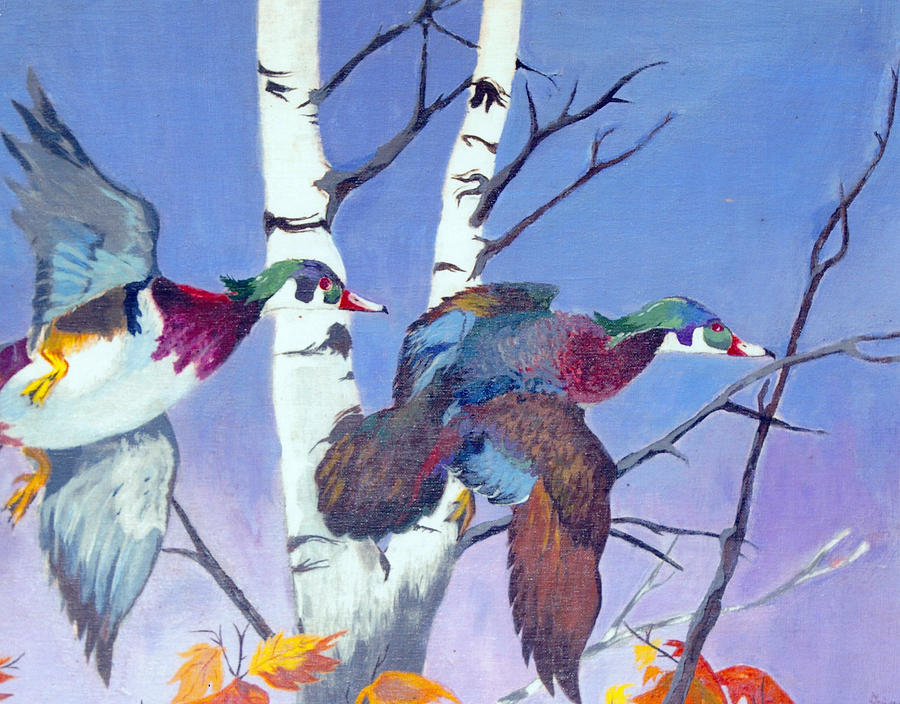 Wood Ducks Painting - Flight of Fancy by Jason Girard Wood Ducks Painting - Flight of Fancy by Jason Girard