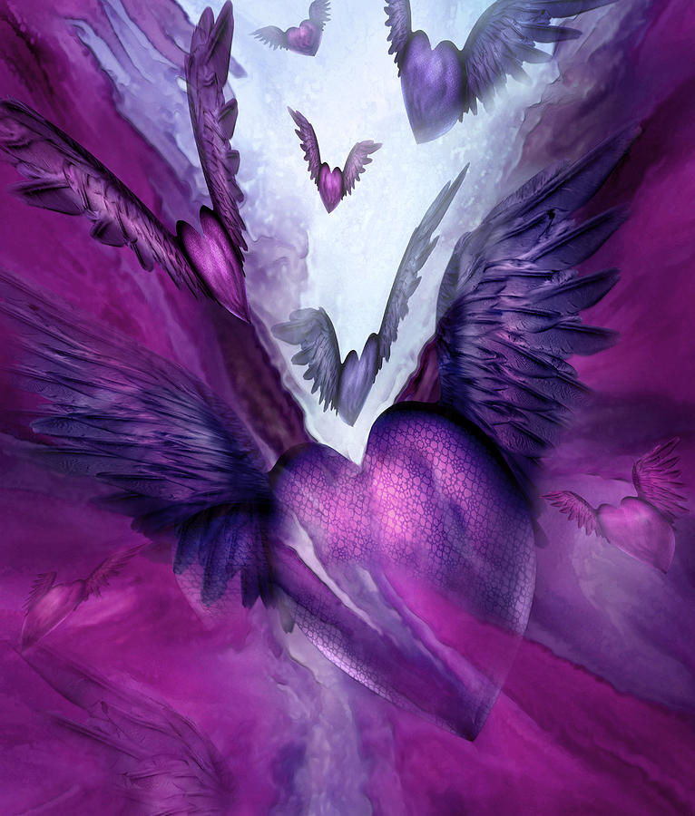 Flight Of The Heart - Purple Mixed Media by Carol Cavalaris