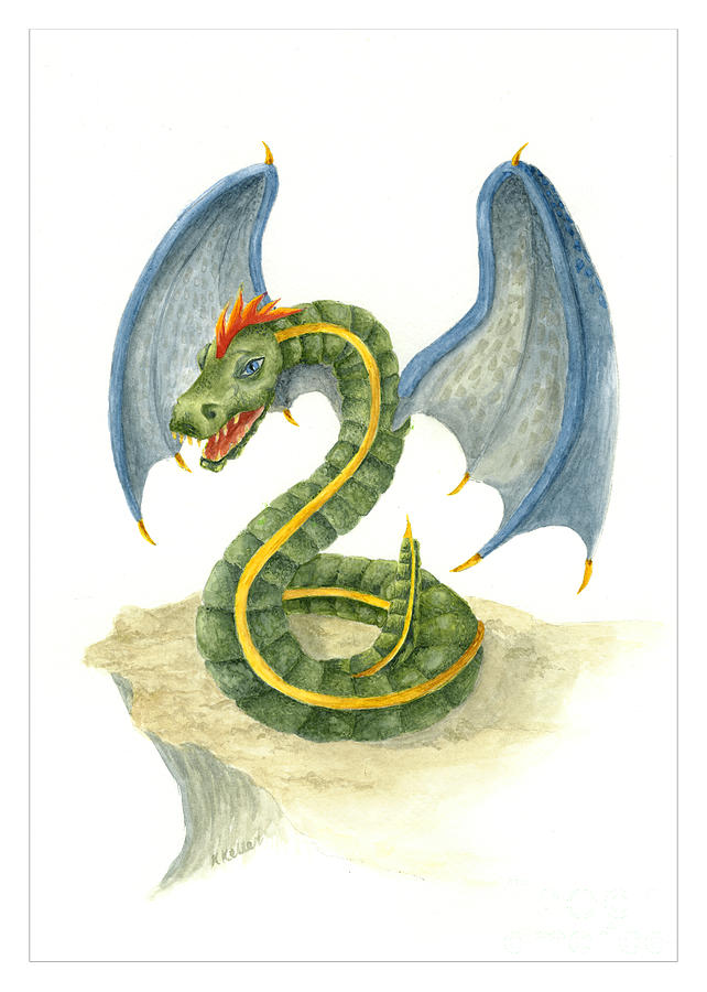 Flying Dragon Painting - Flight Ready by Kathleen Keller