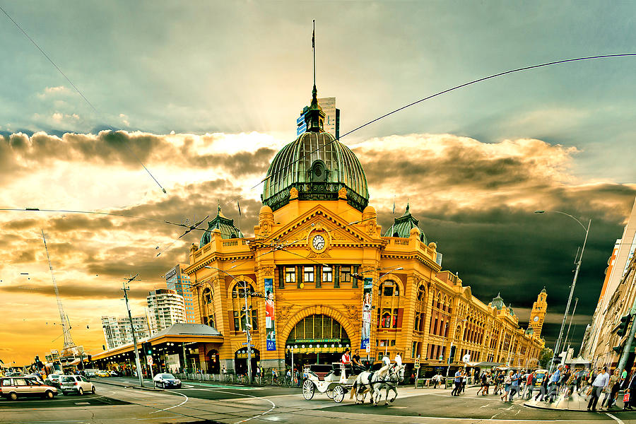 Sunset Photograph - Flinders St Station by Az Jackson
