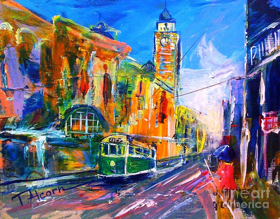 Flinders Street Painting - Flinders Street - original sold by Therese Alcorn