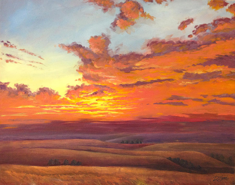 Sunset Painting - Flint Hills Magic by Rod Seel