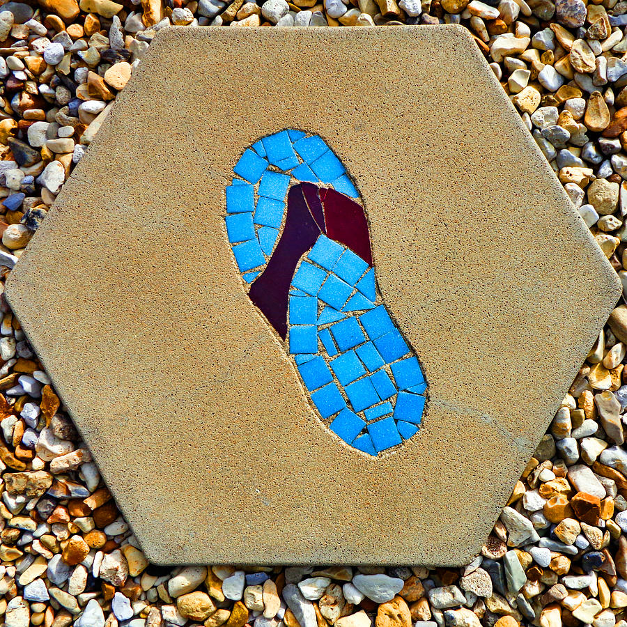 Square Flip Flop Stepping Stone One Photograph by Kathy K McClellan