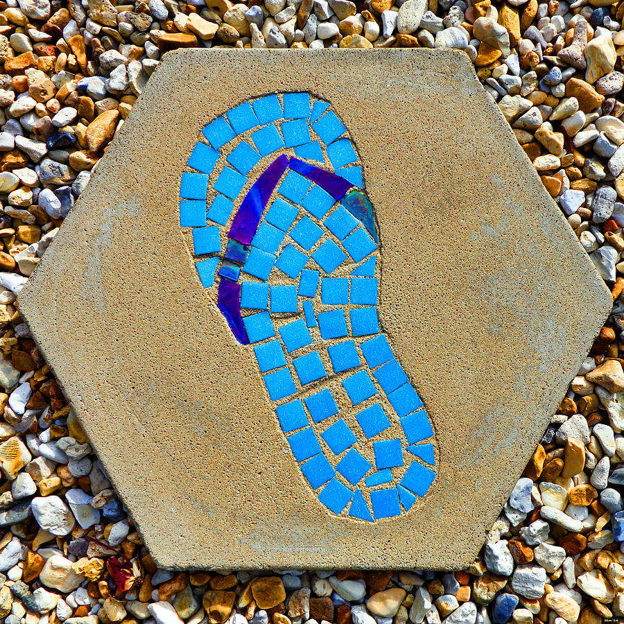 Summer Photograph - Square Flip Flop Stepping Stone Two by Kathy K McClellan