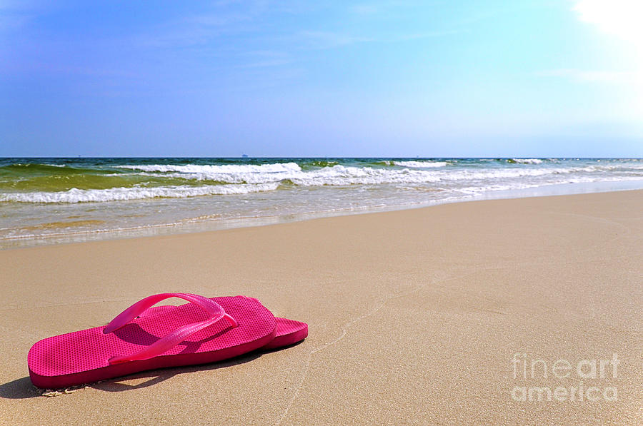 Flip Flops on Beach Photograph by Danny Hooks