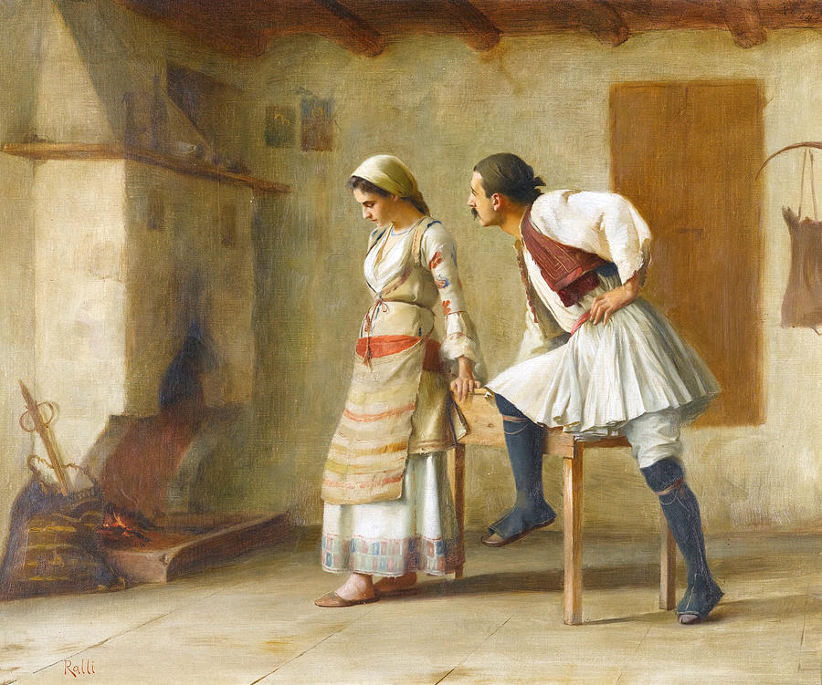 Flirtation Painting by Theodoros Rallis
