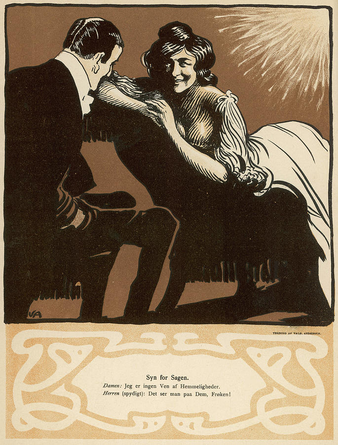 Flirting Couple - She On A Drawing by Mary Evans Picture Library - Fine ...