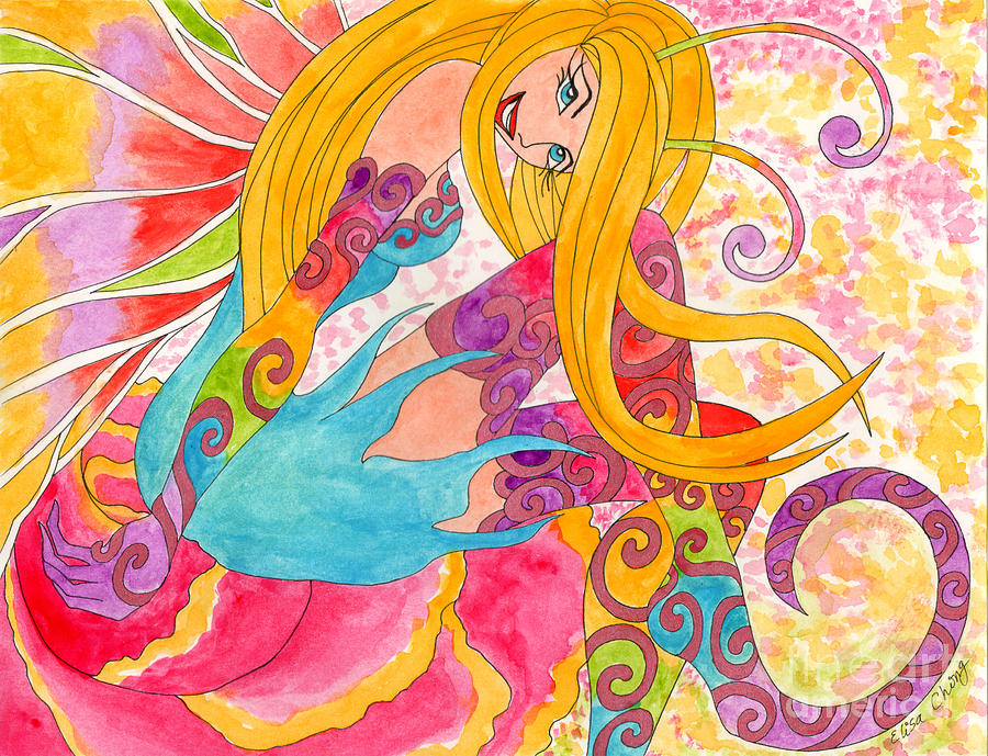 Flirty Fairy with Rainbow Stockings Painting by Elisa Chong - Pixels