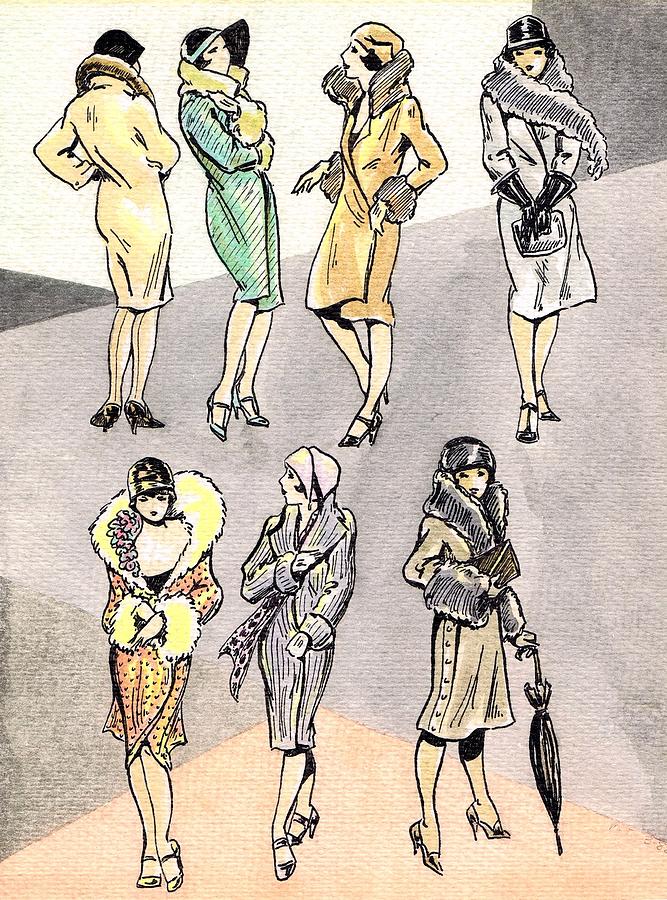 1920s flapper drawings