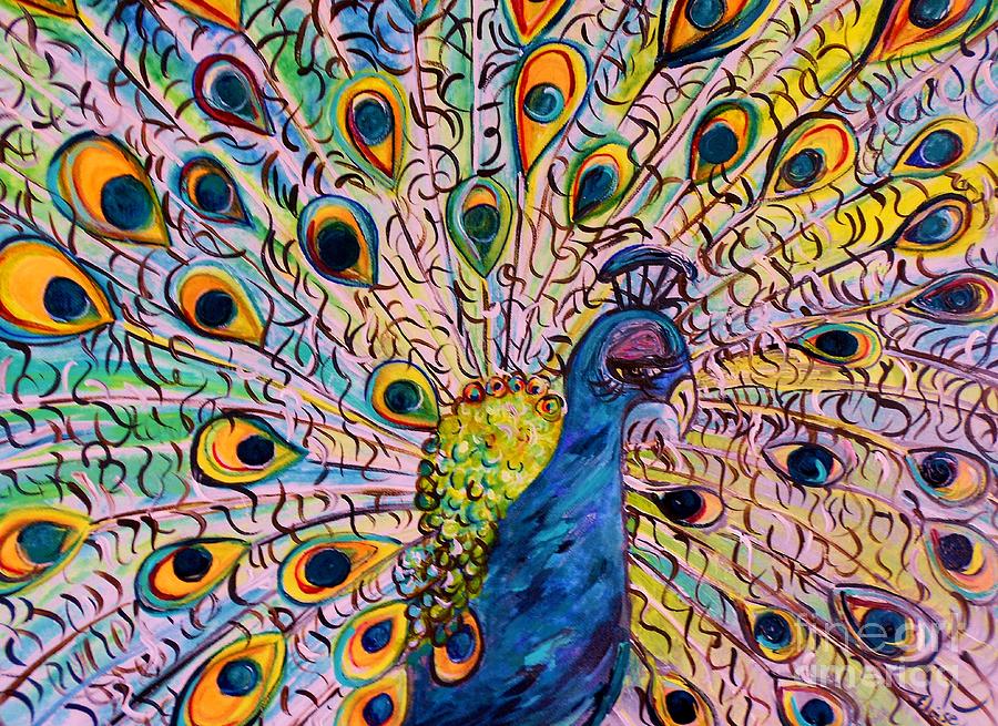 Flirty Peacock Painting by Eloise Schneider Mote