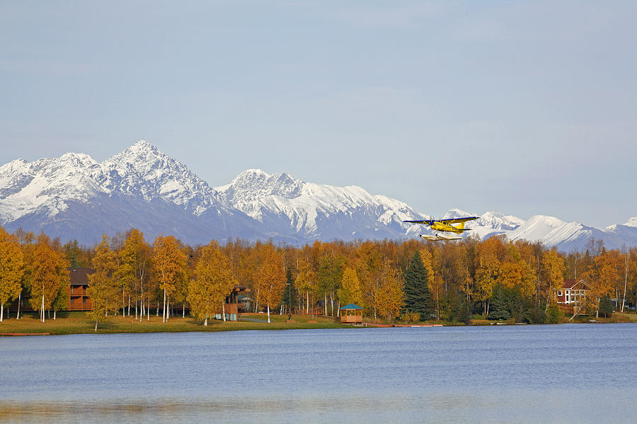 Fall Photograph - Float Plane Taking Off From Lake by Calvin Hall