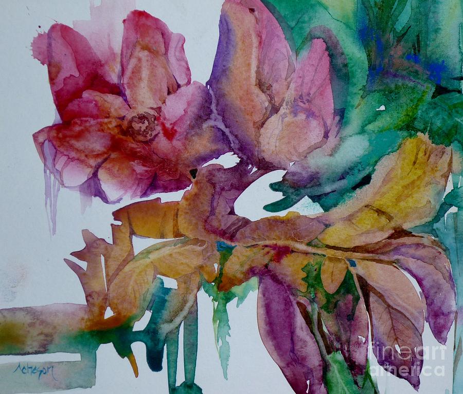 Floating flowers Painting by Donna Acheson-Juillet
