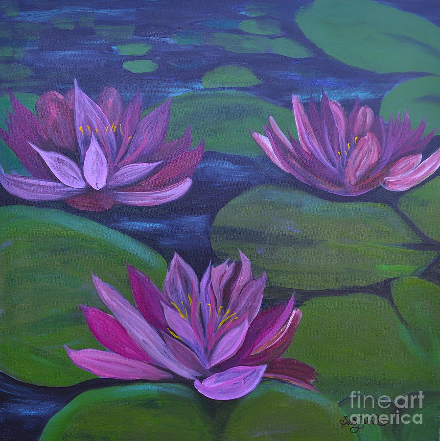 Floating Flowers Painting by Sally Tiska Rice - Fine Art America