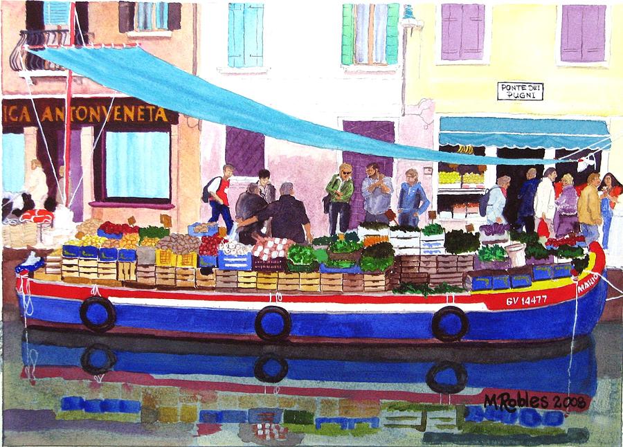 Boat Painting - Floating Grocery Store by Mike Robles