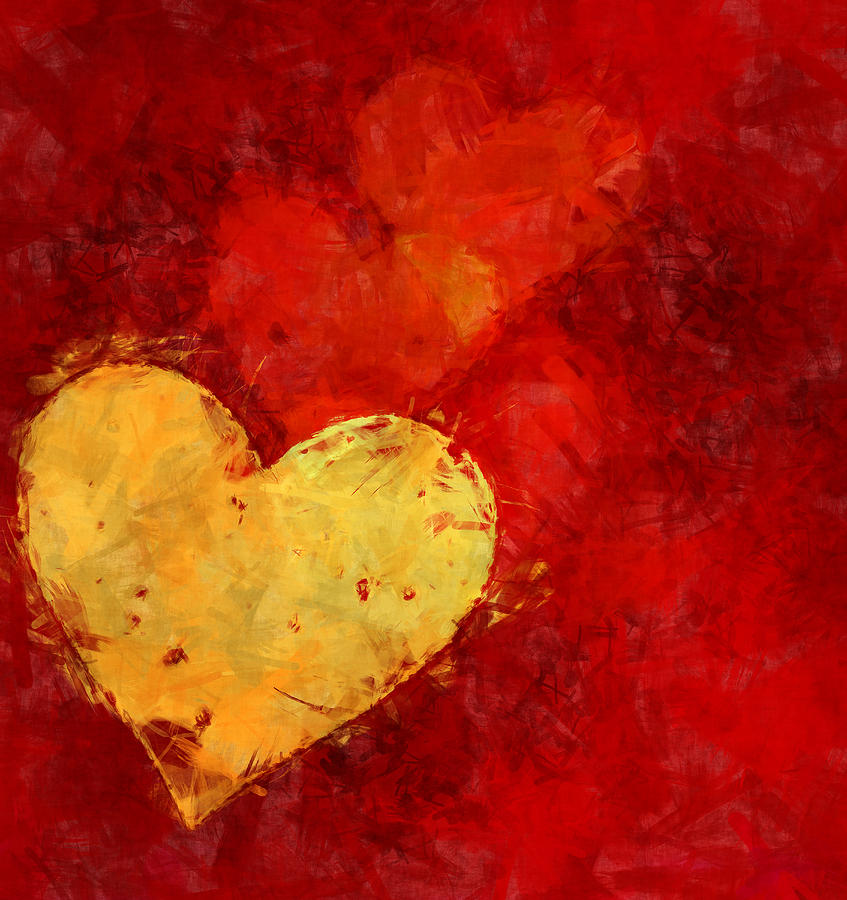 Valentines Day Digital Art - Floating Hearts Painted by Kurt Van Wagner