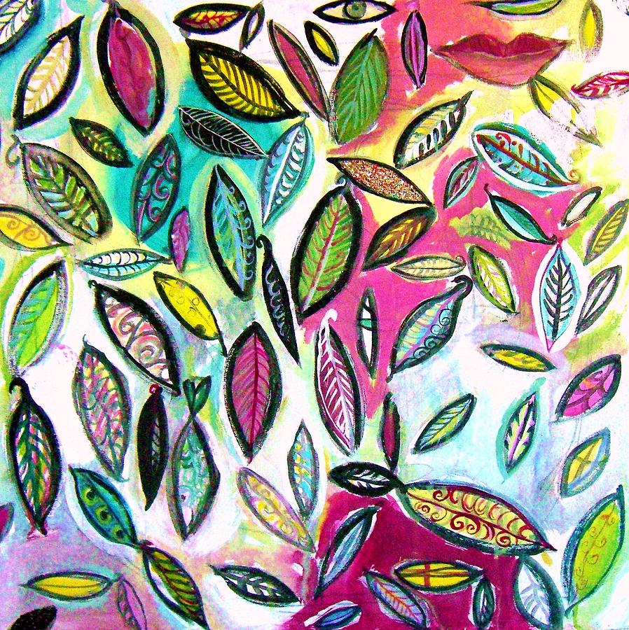 Fish Painting - Floating Leaves by Melinda Jones