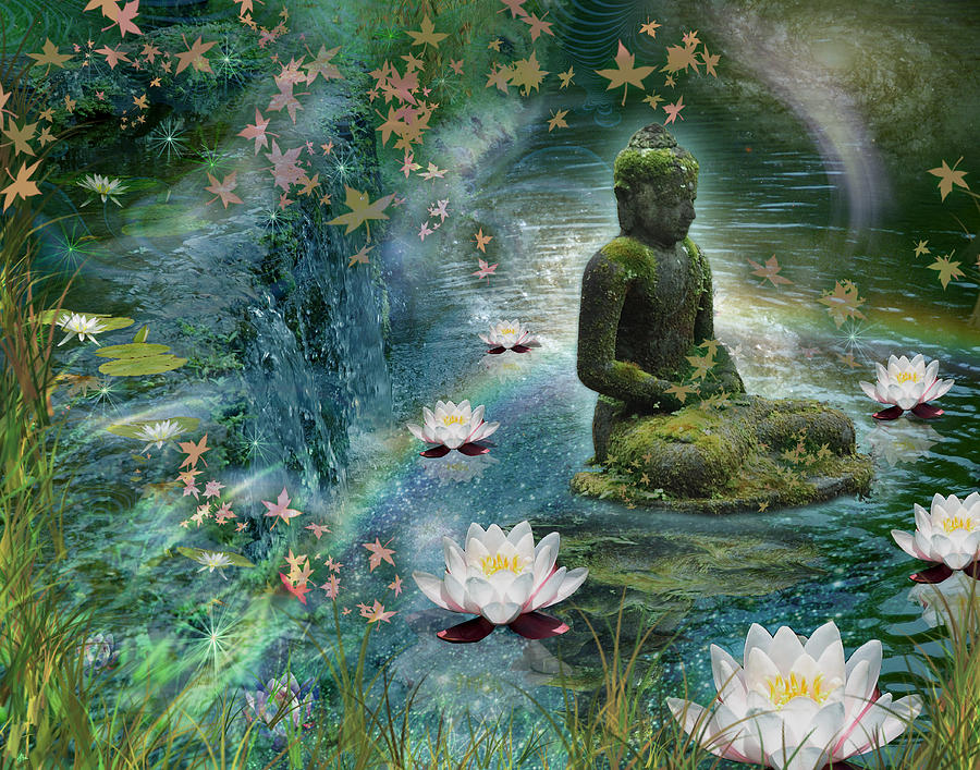 Buddha Photograph - Floating Lotus Buddha by MGL Meiklejohn Graphics Licensing