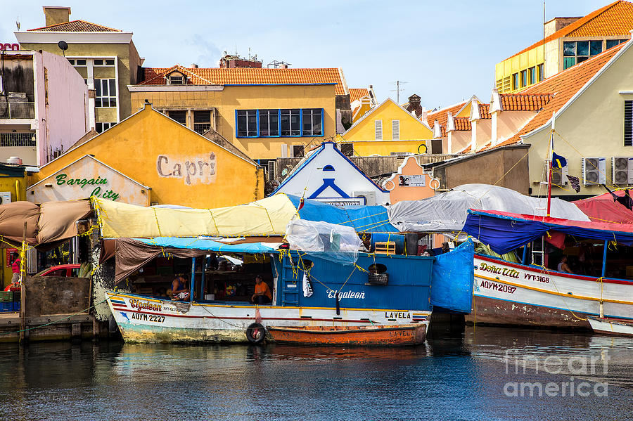 Boat Photograph - Floating Market Curacao by Rene Triay FineArt Photos