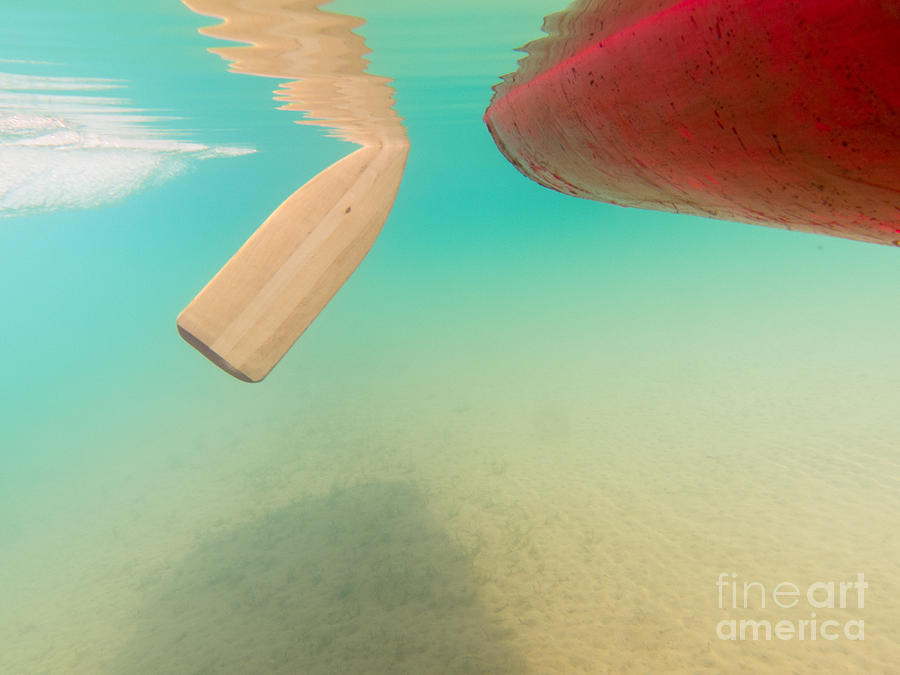 Abstract Photograph - Floating Red Canoe from Underwater by Stephan Pietzko