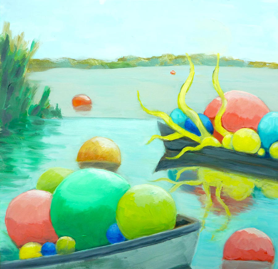 Floating Spheres Inspired by Chihuly in Dallas Painting by Melanie Lewis