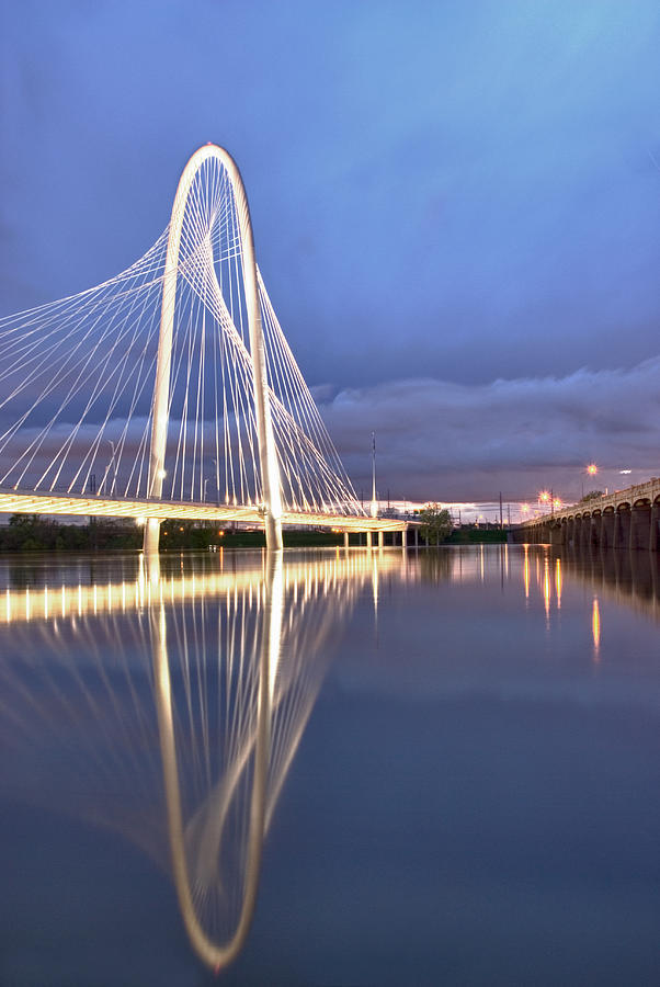 Dallas Photograph - Flooded Calatrava Bridge Vertical by Kevin Bain