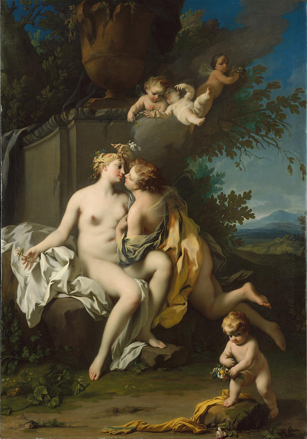 Flora and Zephyr Painting by Jacopo Amigoni