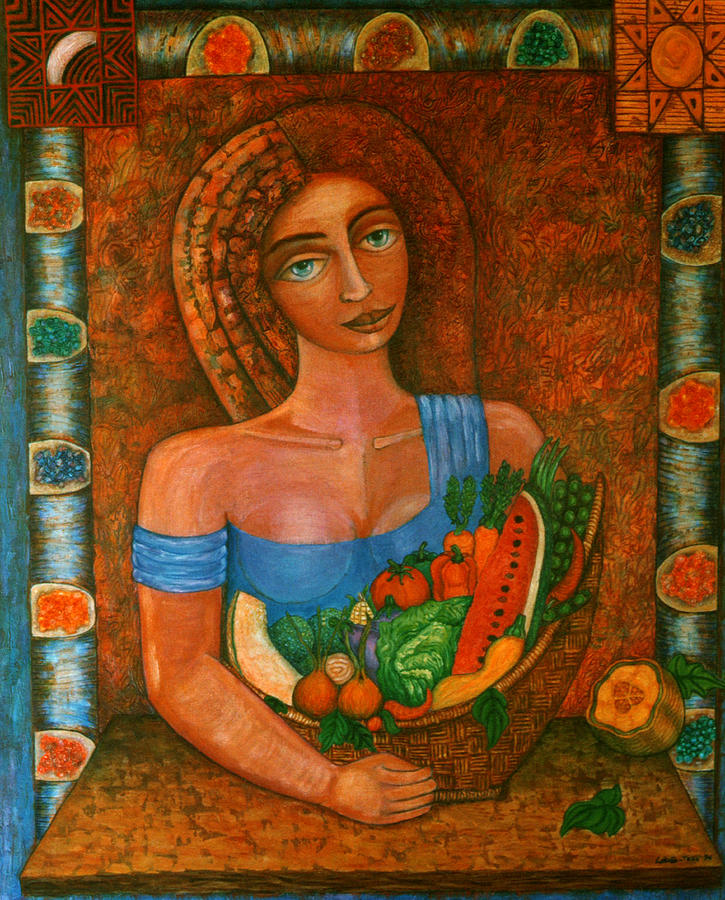 Acrylic Painting - Flora - Goddess of the Seeds by Madalena Lobao-Tello