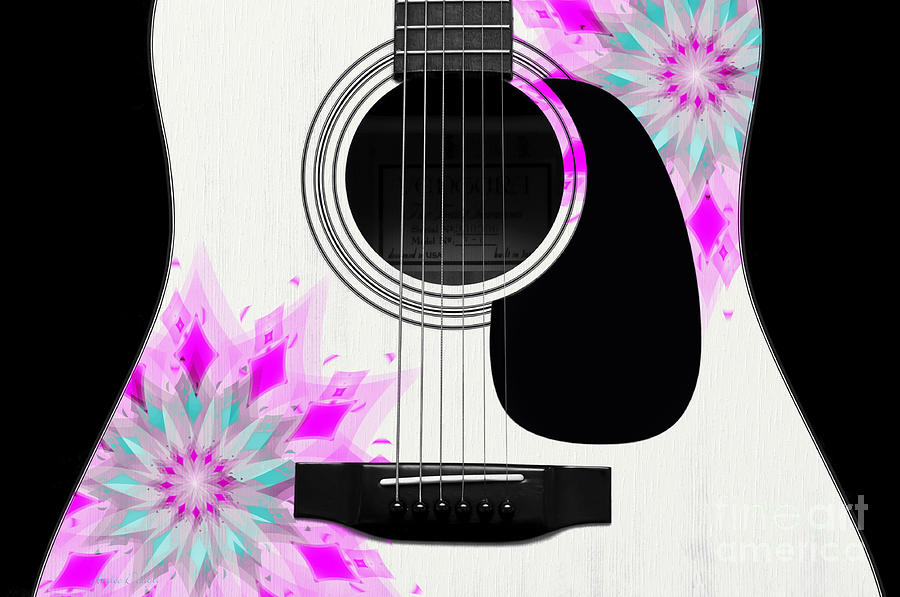 Floral Abstract Guitar 1 Digital Art by Andee Design