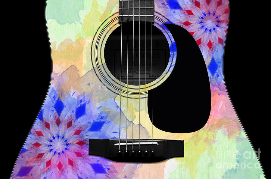 Floral Abstract Guitar 11 Digital Art by Andee Design