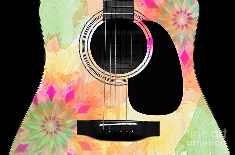 Floral Abstract Guitar 12 Digital Art by Andee Design