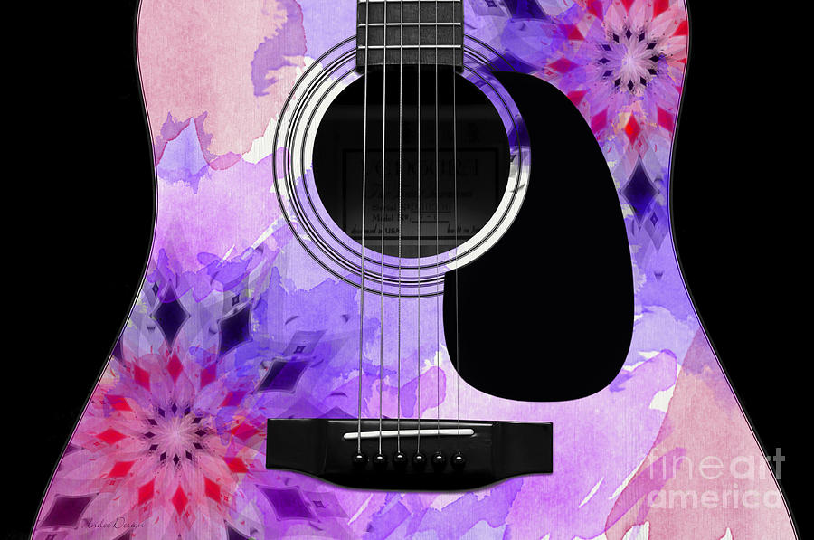 Floral Abstract Guitar 18 Digital Art by Andee Design
