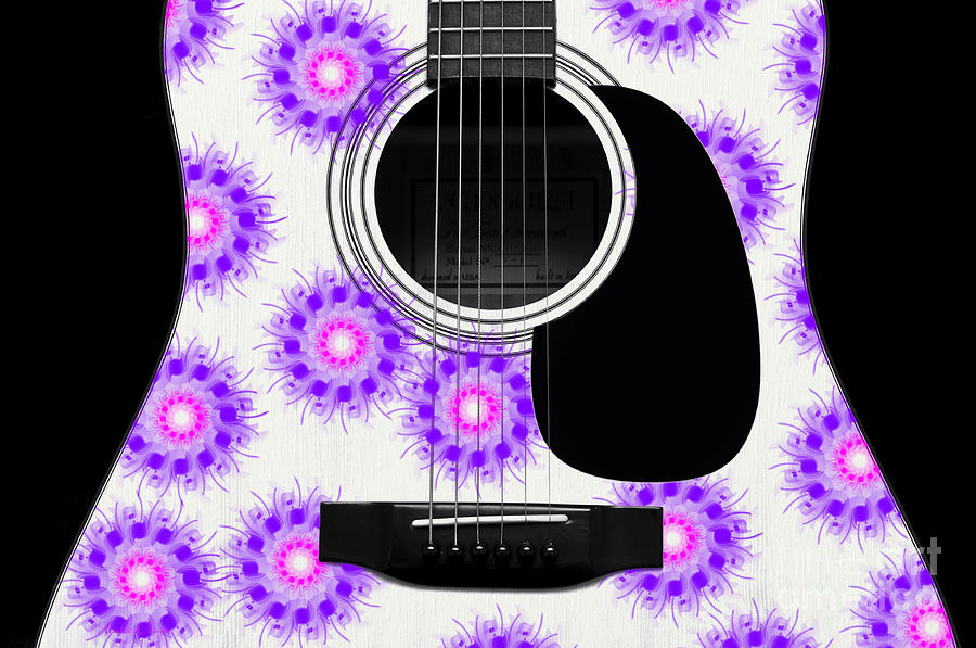 Floral Abstract Guitar 19 Digital Art by Andee Design