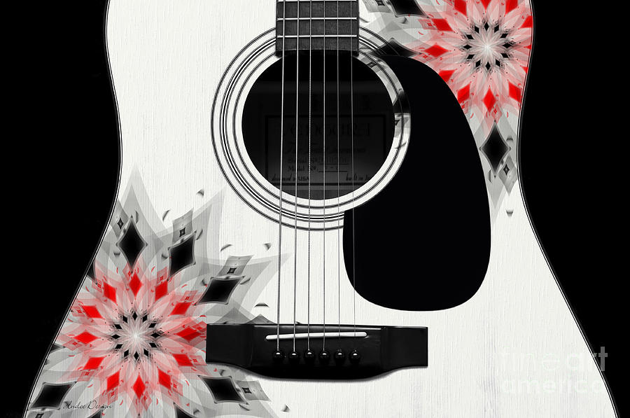 Floral Abstract Guitar 2 Digital Art by Andee Design