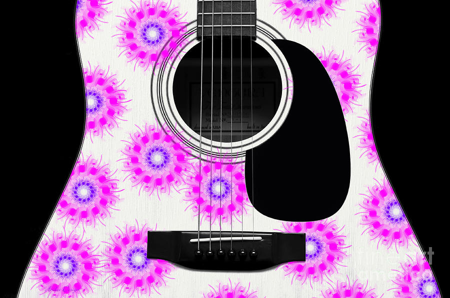 Floral Abstract Guitar 20 Digital Art by Andee Design