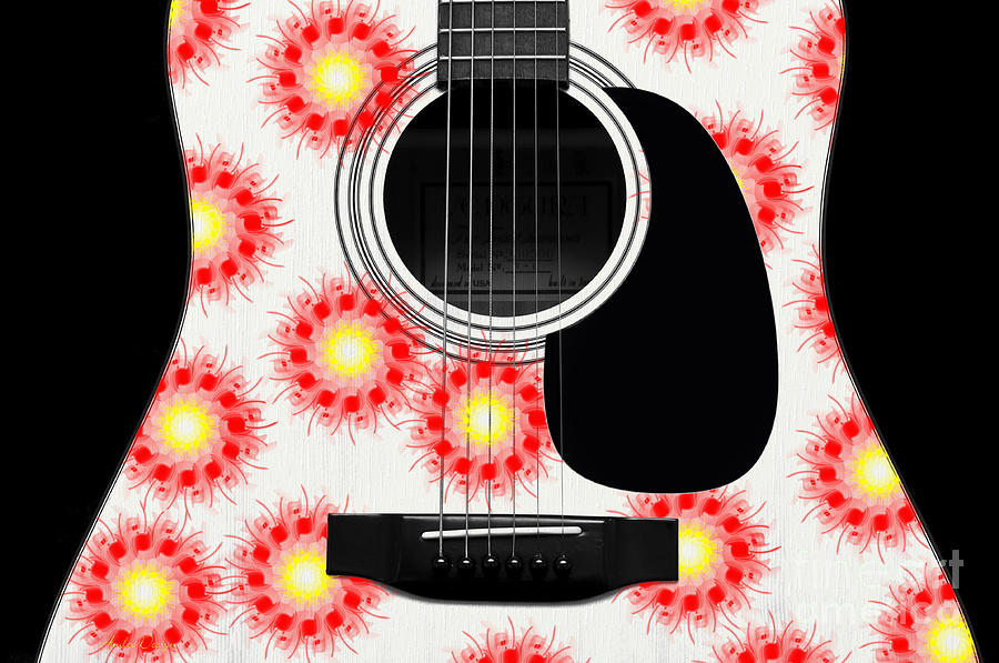 Floral Abstract Guitar 21 Digital Art by Andee Design