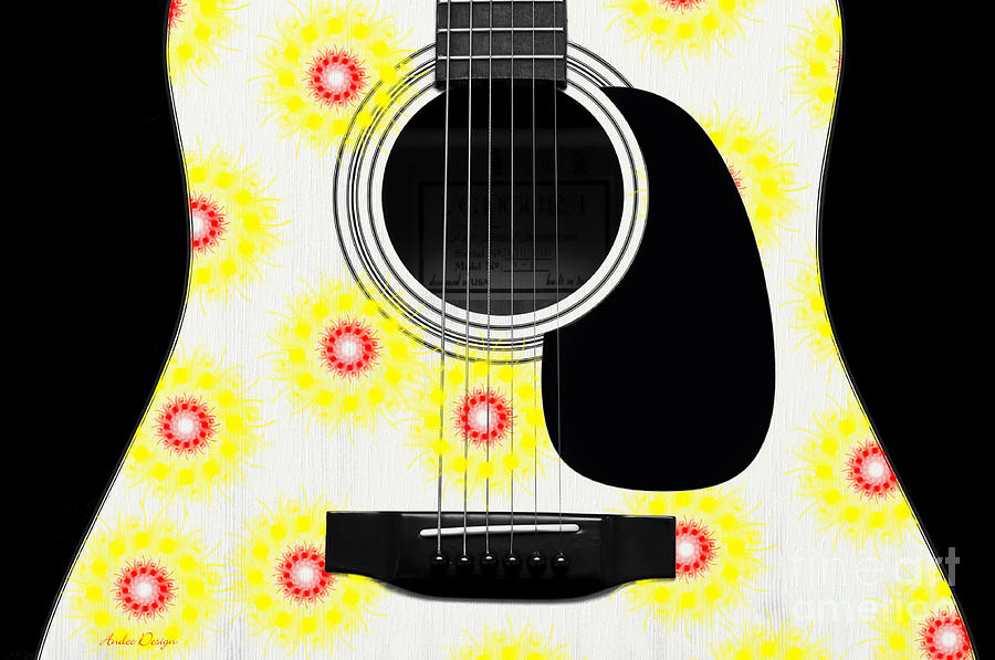 Floral Abstract Guitar 22 Digital Art by Andee Design