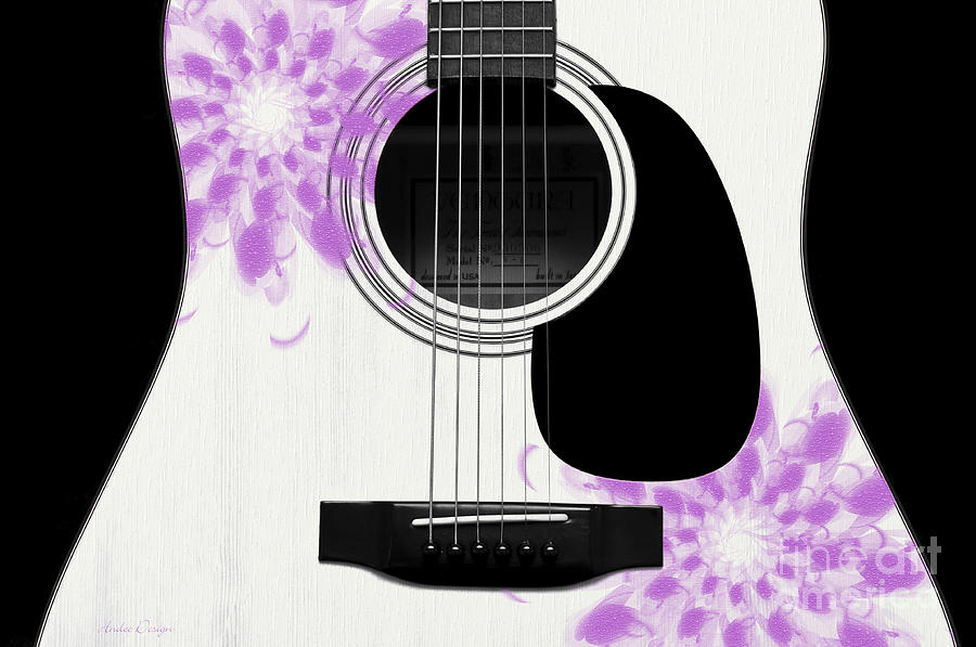 Floral Abstract Guitar 26 Digital Art by Andee Design