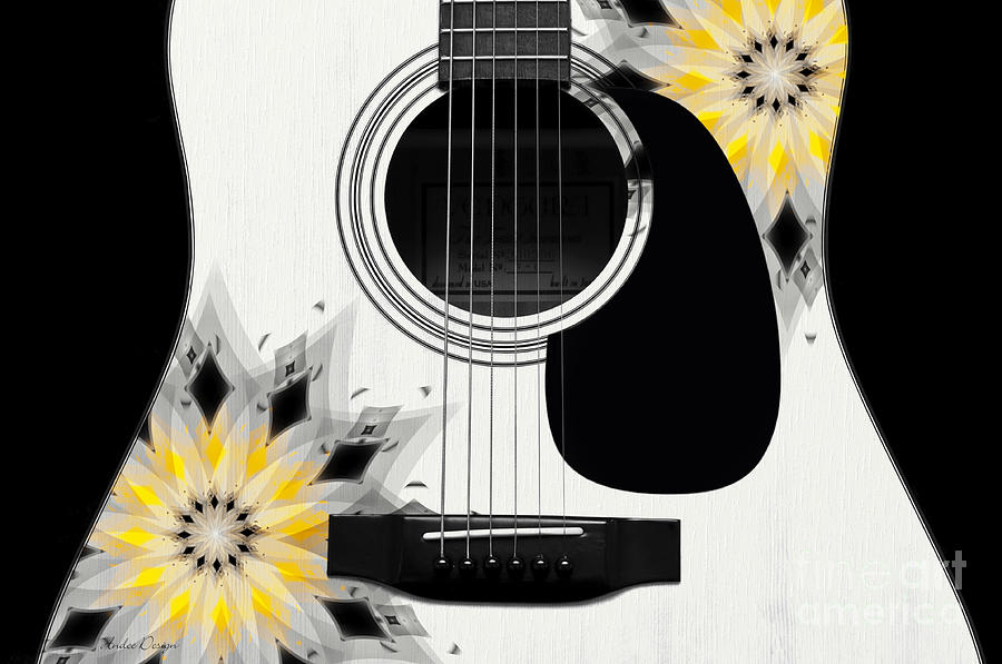 Floral Abstract Guitar 3 Digital Art by Andee Design