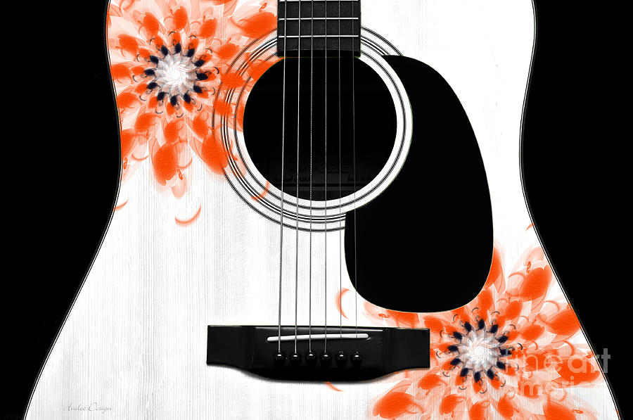 Abstract Digital Art - Floral Abstract Guitar 32 by Andee Design