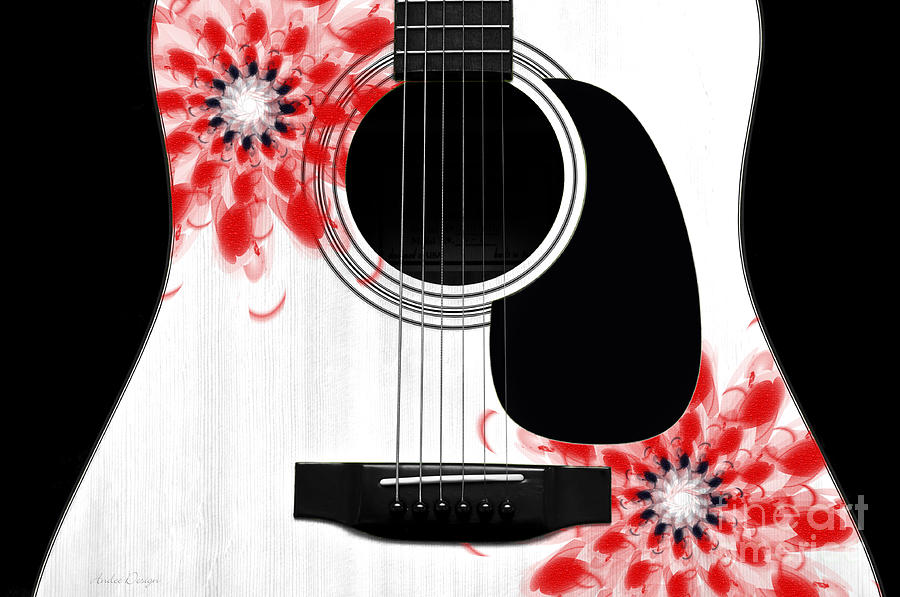 Floral Abstract Guitar 33 Digital Art by Andee Design