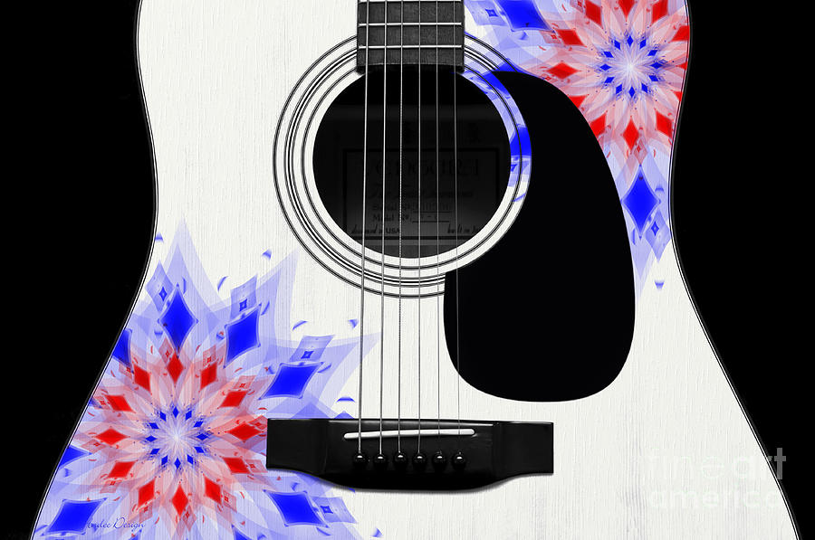 Abstract Digital Art - Floral Abstract Guitar 4 by Andee Design