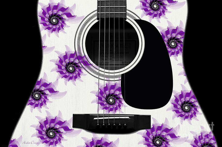 Floral Abstract Guitar 7 Digital Art by Andee Design